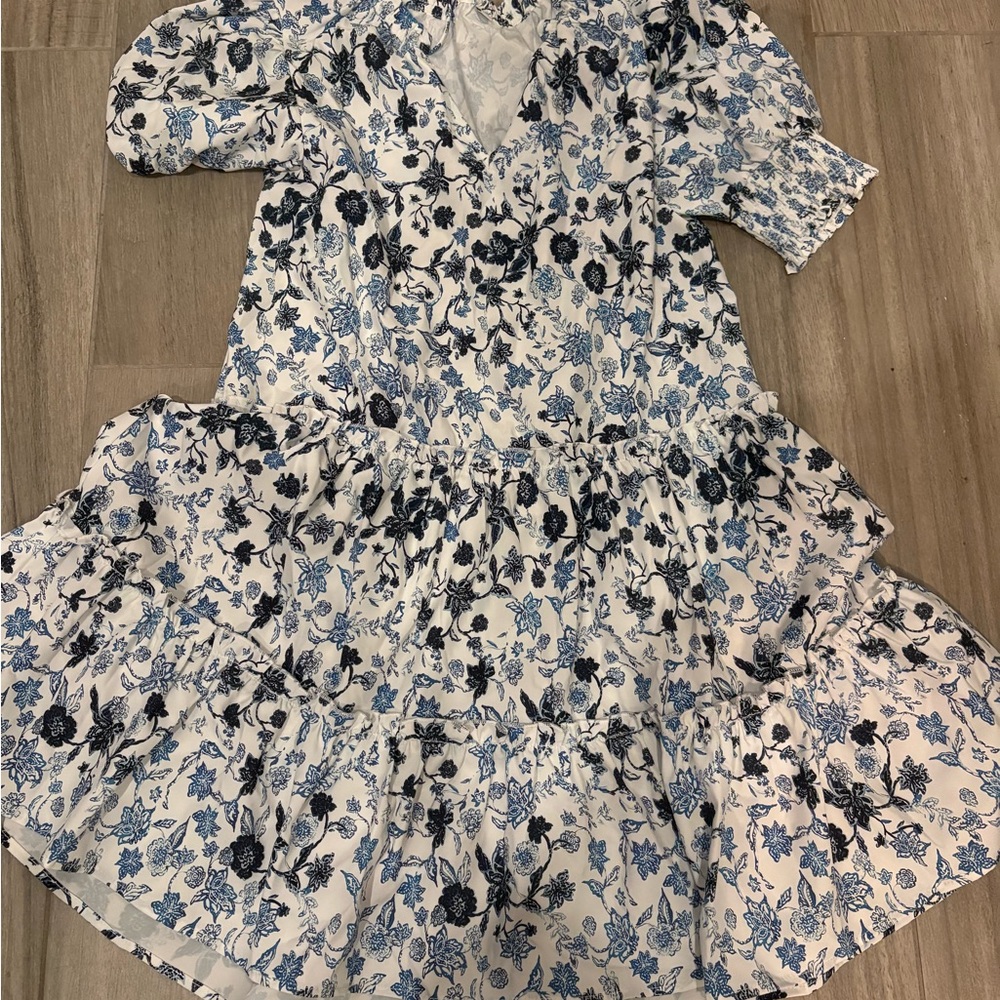 Floral Blue and White Dress